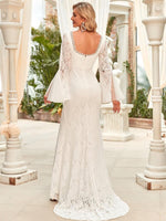 Natasha square neck full sleeved wedding dress in ivory Express NZ wide - Bay Bridal and Ball Gowns