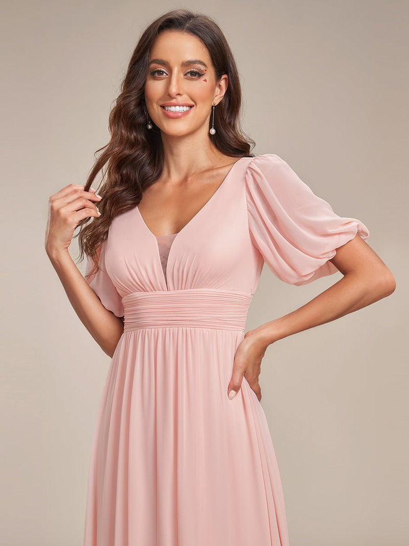 Olivia half sleeve chiffon evening or bridesmaid gown with split - Bay Bridal and Ball Gowns