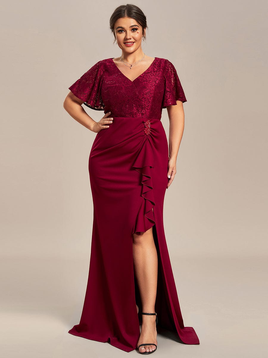 Ophelia plus size mother of bride dress in burgundy size 22 Express NZ wide - Bay Bridal and Ball Gowns