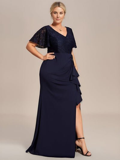 Ophelia plus size sleeved evening mother of bride dress - Bay Bridal and Ball Gowns