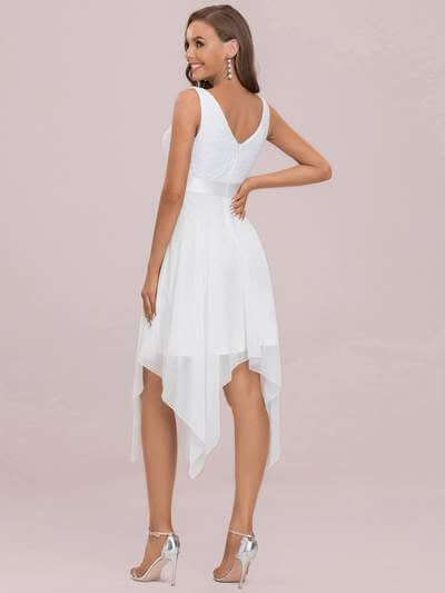 Pamela lace and chiffon pixie hem dress s12 Express NZ wide - Bay Bridal and Ball Gowns