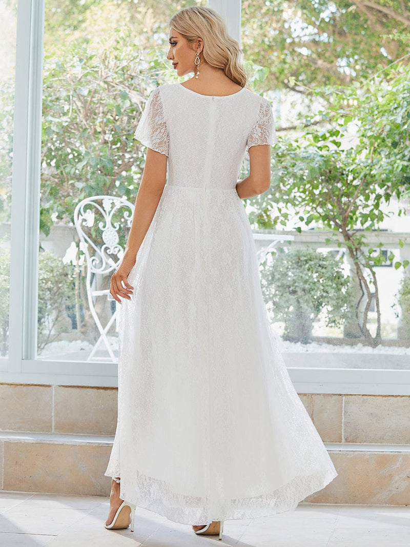 Patty lace high low wedding dress in Ivory - Bay Bridal and Ball Gowns