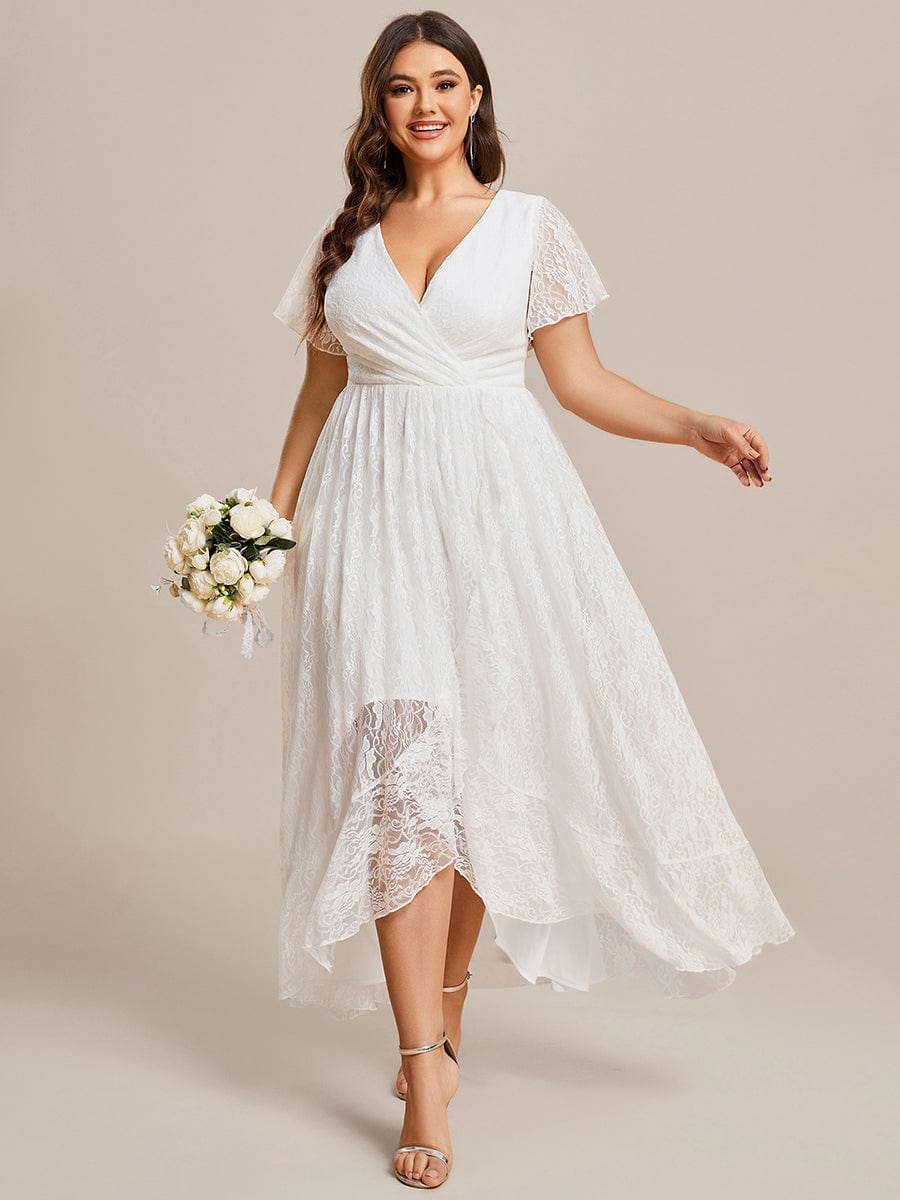 White Lace Wedding Dress Plus Size Lace Wedding Curve Dresses For