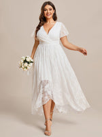 Patty lace high low wedding dress in ivory Express NZ wide - Bay Bridal and Ball Gowns