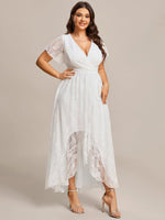 Patty lace high low wedding dress in ivory Express NZ wide - Bay Bridal and Ball Gowns