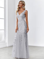 Paula sleeveless tulle and sequin dress in grey/silver size 16 Express NZ wide - Bay Bridal and Ball Gowns