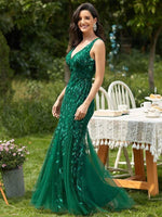 Paula tulle and sequin trumpet mermaid dress in emerald Express NZ wide - Bay Bridal and Ball Gowns