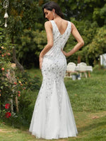 Paula tulle wedding dress with sequin leaf pattern in white - Bay Bridal and Ball Gowns