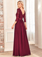 Pricilla lace and chiffon dress in burgundy Express NZ wide - Bay Bridal and Ball Gowns