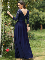 Pricilla lace and chiffon dress in navy blue Express NZ wide - Bay Bridal and Ball Gowns
