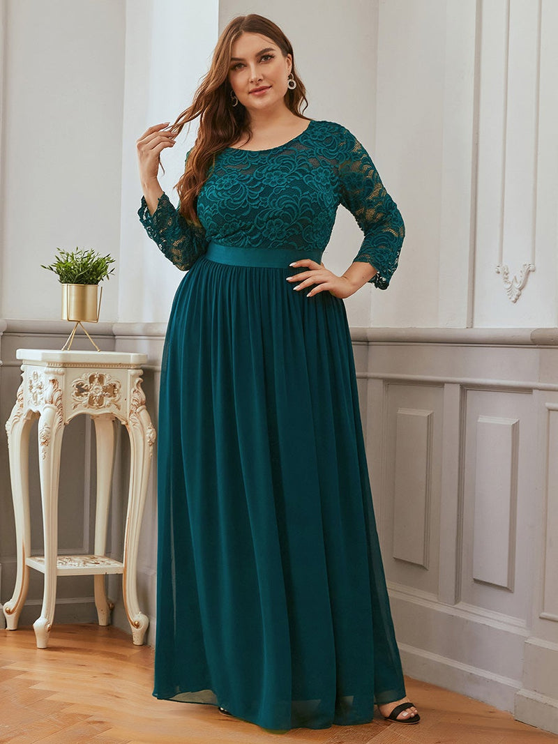 Pricilla lace and chiffon dress in teal s16 Express NZ wide! - Bay Bridal and Ball Gowns