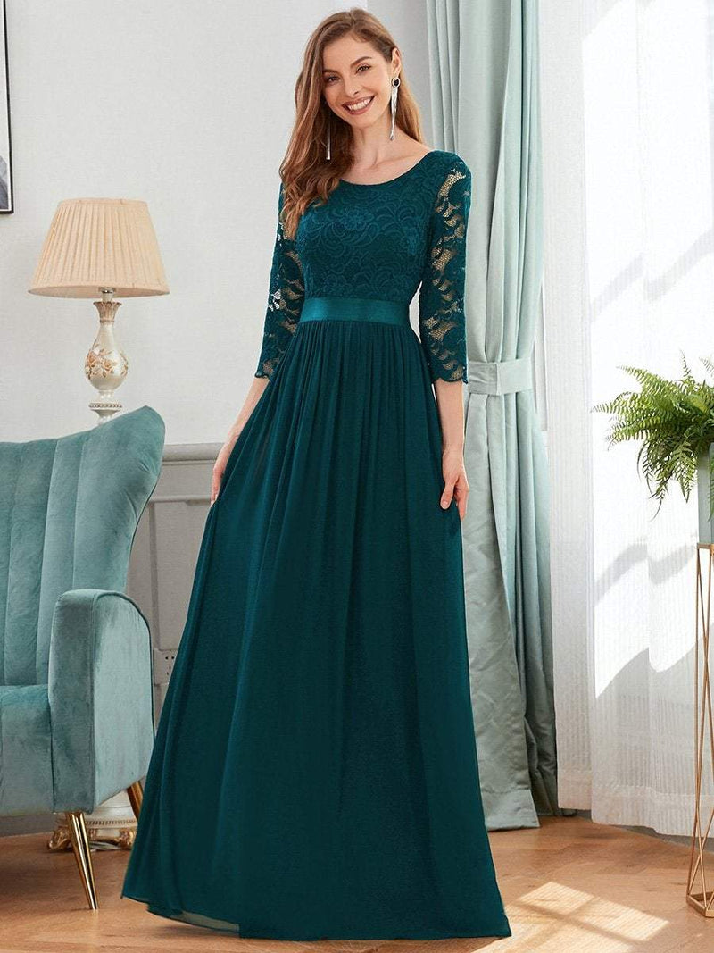 Pricilla lace and chiffon dress in teal s16 Express NZ wide! - Bay Bridal and Ball Gowns