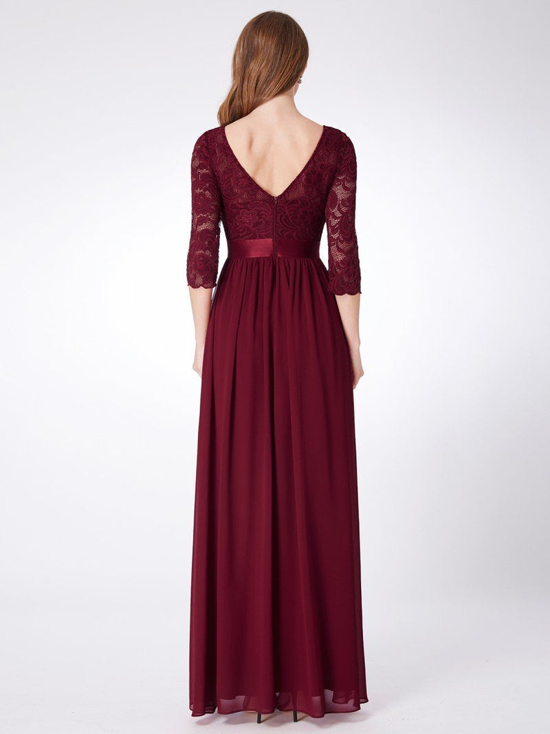 Pricilla lace and chiffon sleeved bridesmaid or ball dress - Bay Bridal and Ball Gowns