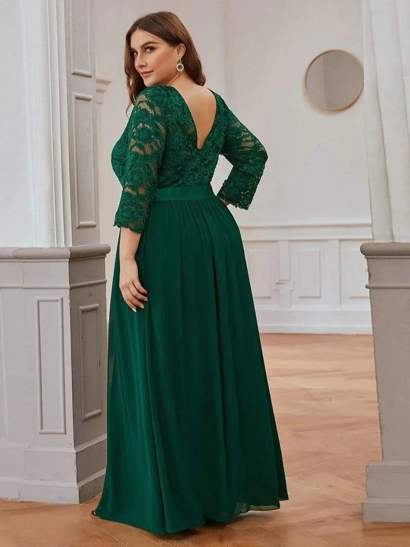 Pricilla lace and chiffon sleeved dress in emerald size 28 Express NZ wide - Bay Bridal and Ball Gowns
