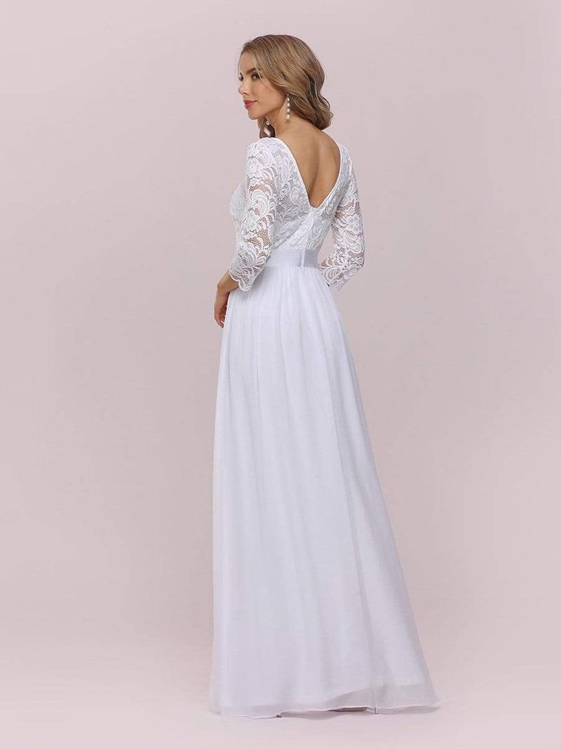 Pricilla lace and chiffon wedding dress in white Express NZ wide - Bay Bridal and Ball Gowns