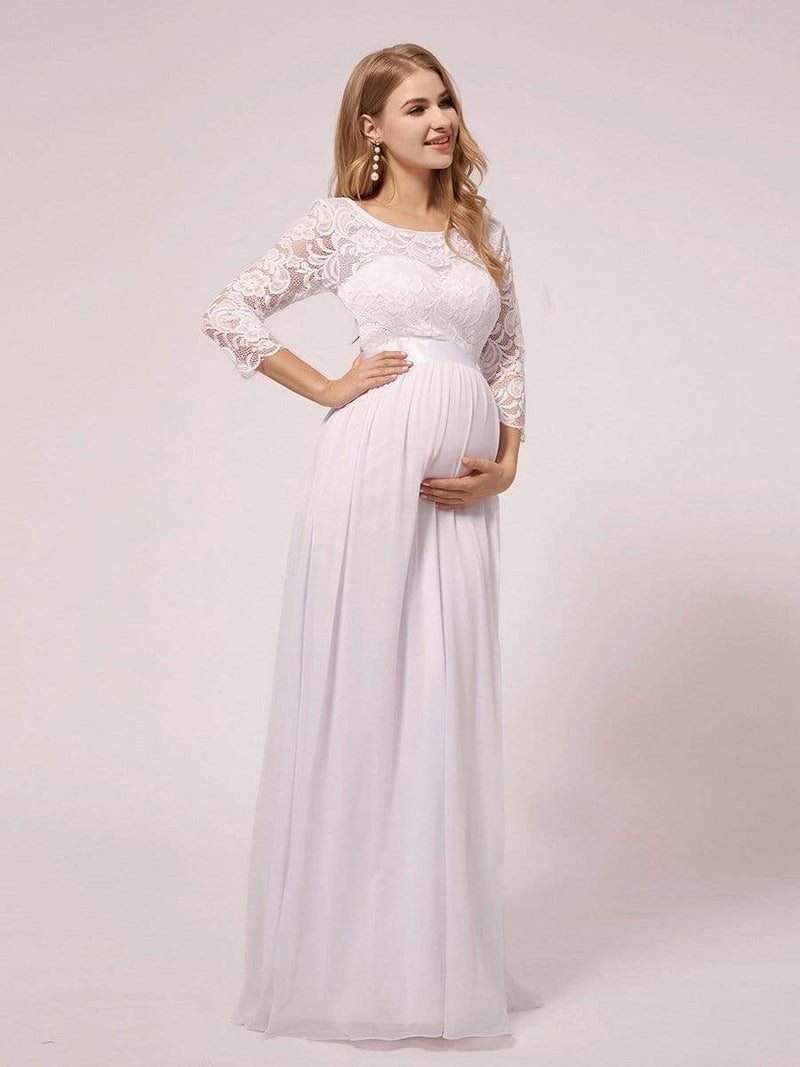 Pricilla sleeved maternity wedding dress in white - Bay Bridal and Ball Gowns