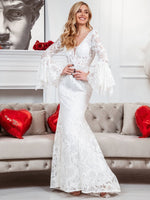 Priya long sleeve Wedding gown with train Express NZ wide - Bay Bridal and Ball Gowns