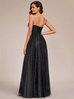 Queenie bling strap sparkling evening dress in black Express NZ wide - Bay Bridal and Ball Gowns