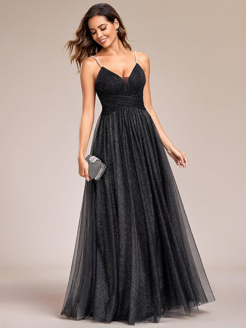 Queenie bling strap sparkling evening dress in black Express NZ wide - Bay Bridal and Ball Gowns