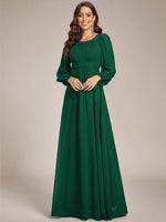 Rachel boat neck full sleeve evening or bridesmaid gown - Bay Bridal and Ball Gowns