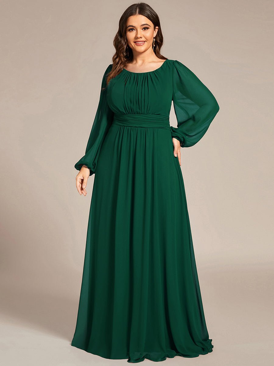 Rachel boat neck full sleeve evening or bridesmaid gown - Bay Bridal and Ball Gowns