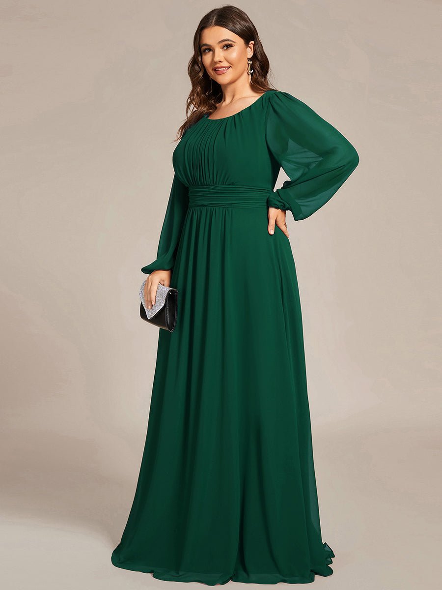 Rachel boat neck full sleeve evening or bridesmaid gown - Bay Bridal and Ball Gowns