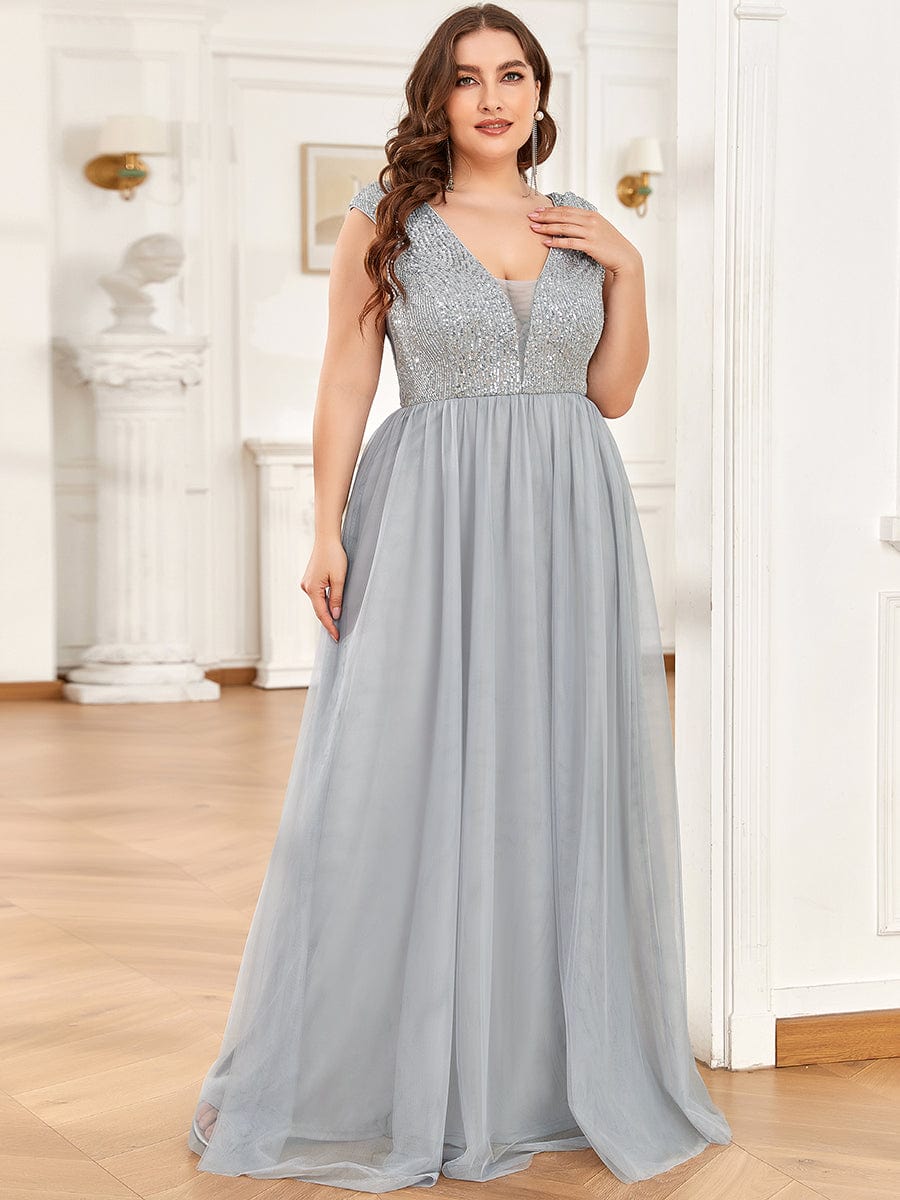 Rani tulle and sequin bridesmaid or ball dress grey s24 Express NZ wide - Bay Bridal and Ball Gowns