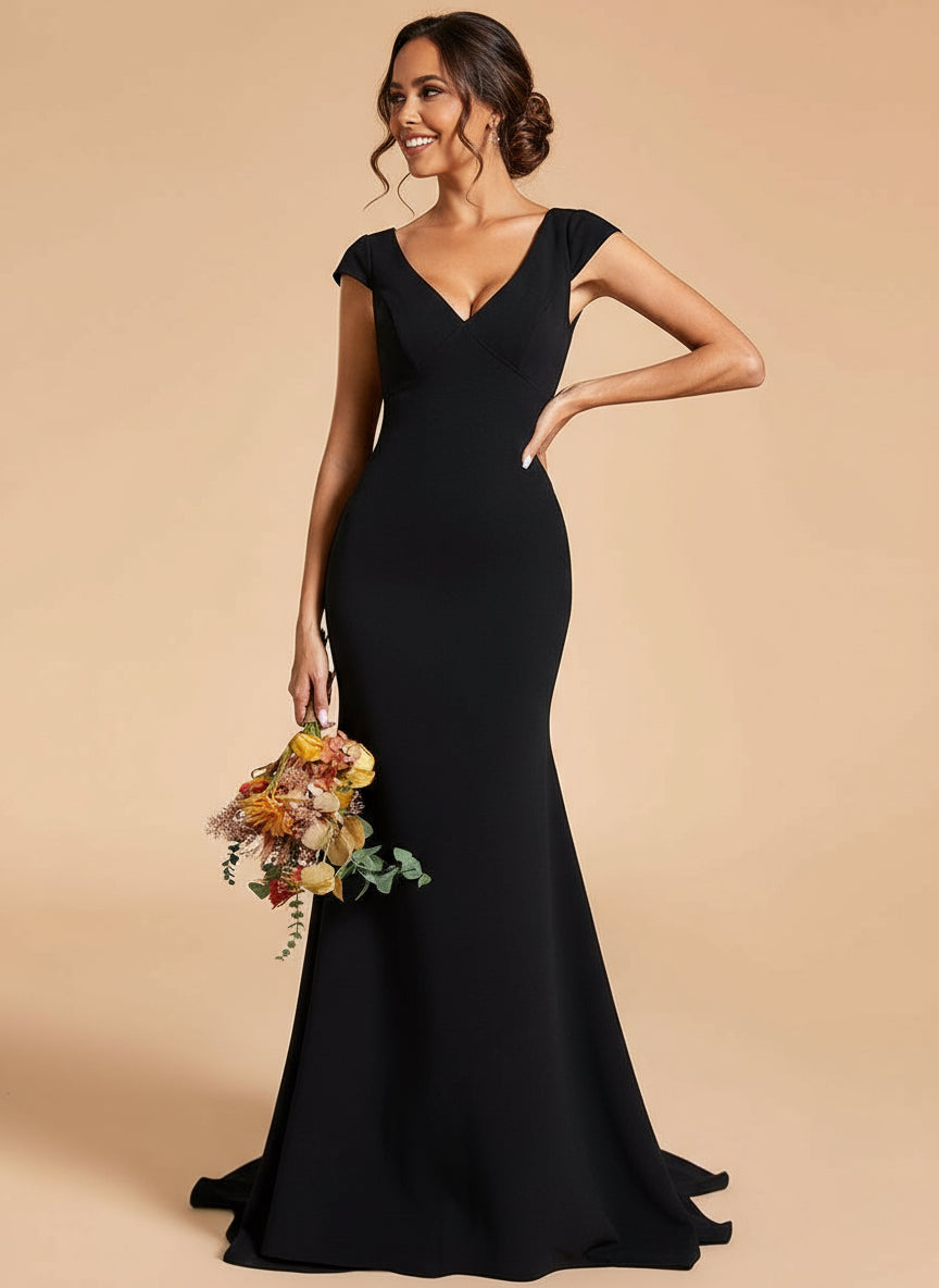 Rawiri cap sleeve fitted wedding gown in Ivory or Black - Bay Bridal and Ball Gowns