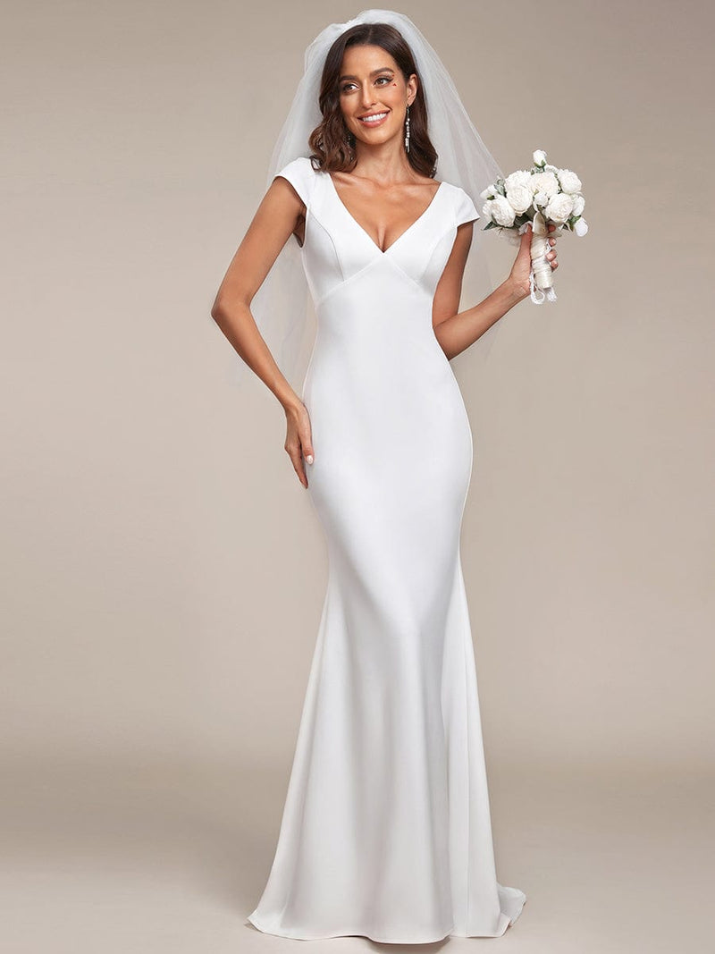 Rawiri cap sleeve fitted wedding gown in Ivory or Black - Bay Bridal and Ball Gowns