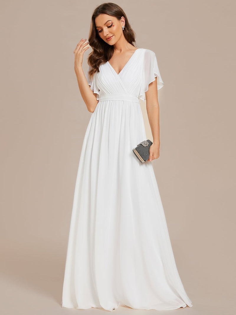 Reena Ivory chiffon wedding dress with sleeve Express NZ wide - Bay Bridal and Ball Gowns