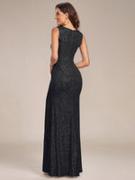 Rita Plus size black sequin ball dress with split s20-22 Express NZ wide - Bay Bridal and Ball Gowns