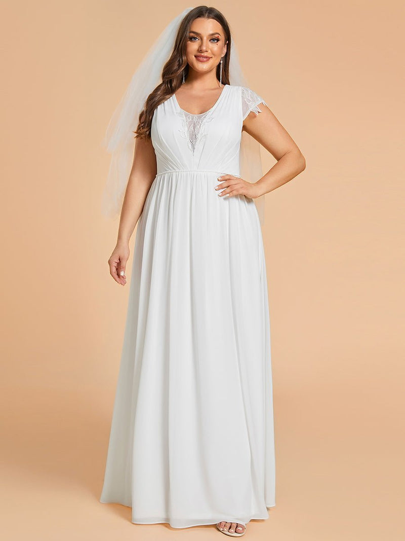 Rosalee plus size wedding gown with sleeve in Ivory - Bay Bridal and Ball Gowns
