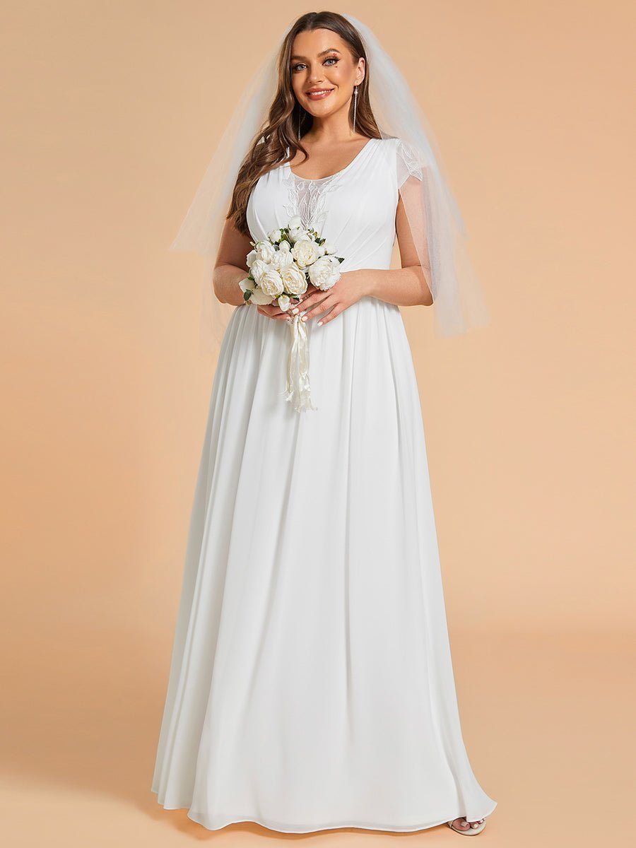Rosalee plus size wedding gown with sleeve in Ivory - Bay Bridal and Ball Gowns
