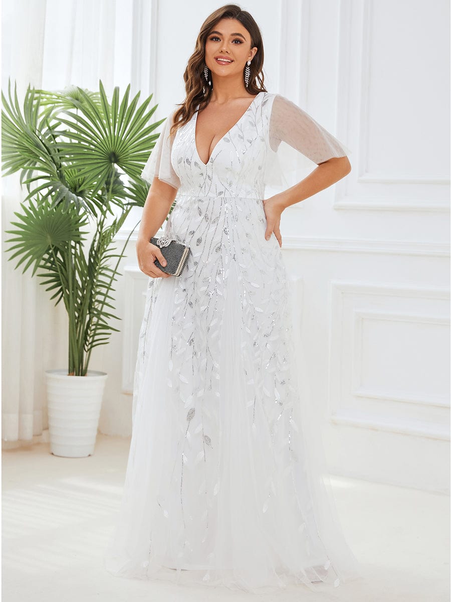Sally tulle wedding dress with sequins in white/silver - Bay Bridal and Ball Gowns