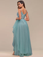 Sasha thin strap ball dress in dusky blue Express NZ wide - Bay Bridal and Ball Gowns
