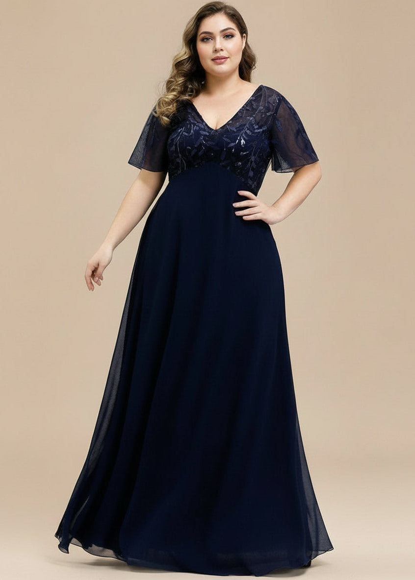 Shannon chiffon mother of the groom dress in navy Express NZ wide - Bay Bridal and Ball Gowns