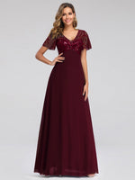 Shannon sequin leaf patterned chiffon mother of the groom dress - Bay Bridal and Ball Gowns