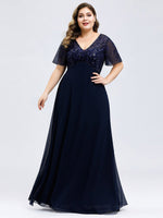 Shannon sequin leaf patterned chiffon mother of the groom dress - Bay Bridal and Ball Gowns