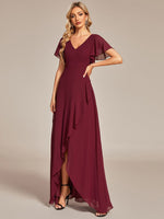 Sharana burgundy sleeved hi low bridesmaid dress Express NZ wide - Bay Bridal and Ball Gowns