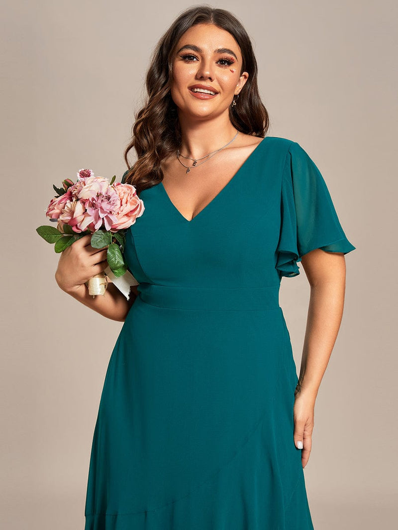 Sharana emerald sleeved dress in chiffon s10 Express NZ wide - Bay Bridal and Ball Gowns