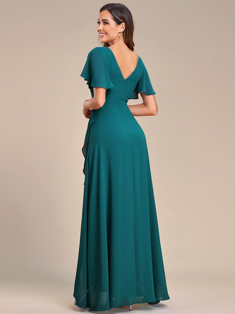 Sharana emerald sleeved dress in chiffon s10 Express NZ wide - Bay Bridal and Ball Gowns