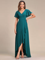 Sharana emerald sleeved dress in chiffon s10 Express NZ wide - Bay Bridal and Ball Gowns