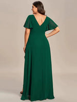 Sharana emerald sleeved dress in chiffon s10 Express NZ wide - Bay Bridal and Ball Gowns