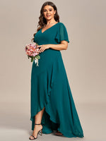 Sharana emerald sleeved dress in chiffon s10 Express NZ wide - Bay Bridal and Ball Gowns