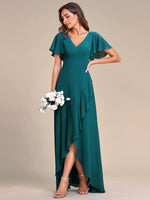 Sharana emerald sleeved dress in chiffon s10 Express NZ wide - Bay Bridal and Ball Gowns