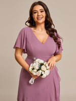 Sharana sleeved hi low bridesmaid dress in chiffon - Bay Bridal and Ball Gowns