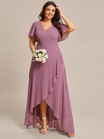 Sharana sleeved hi low bridesmaid dress in chiffon - Bay Bridal and Ball Gowns