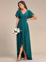 Sharana sleeved hi low bridesmaid dress in teal s20-22 Express NZ Wide - Bay Bridal and Ball Gowns