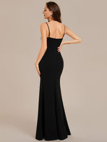 Sharee thin strap ball dress with side slit and bling in black s8 Express NZ wide - Bay Bridal and Ball Gowns