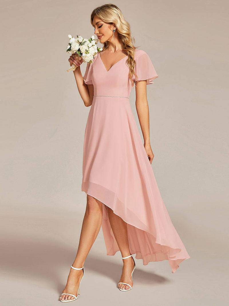 Sharn mother of the bride high low gown with sleeve - Bay Bridal and Ball Gowns